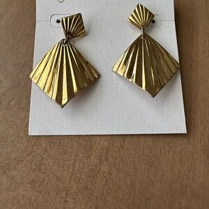 Monet Gold-Tone Geometric Fan Drop Earrings